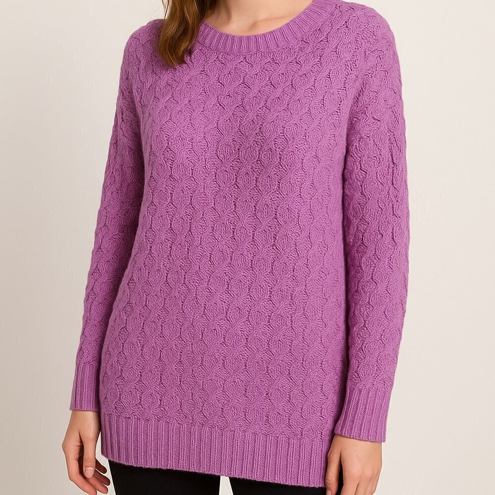 NWT Seven7 Pink Purple Knit Woven Pullover Crewneck Sweater L